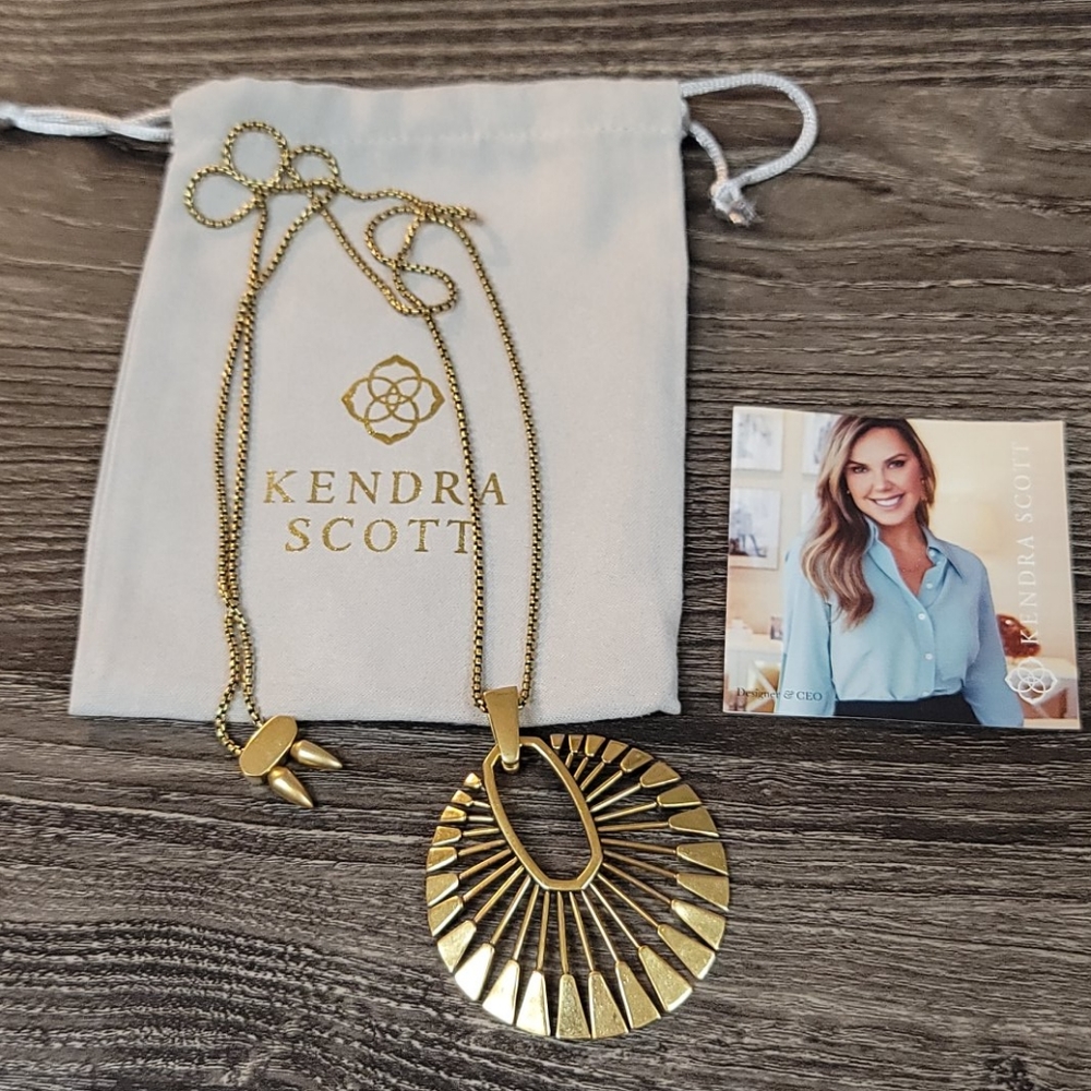 Kendra Scott Deanne Vintage Gold Long Pendant